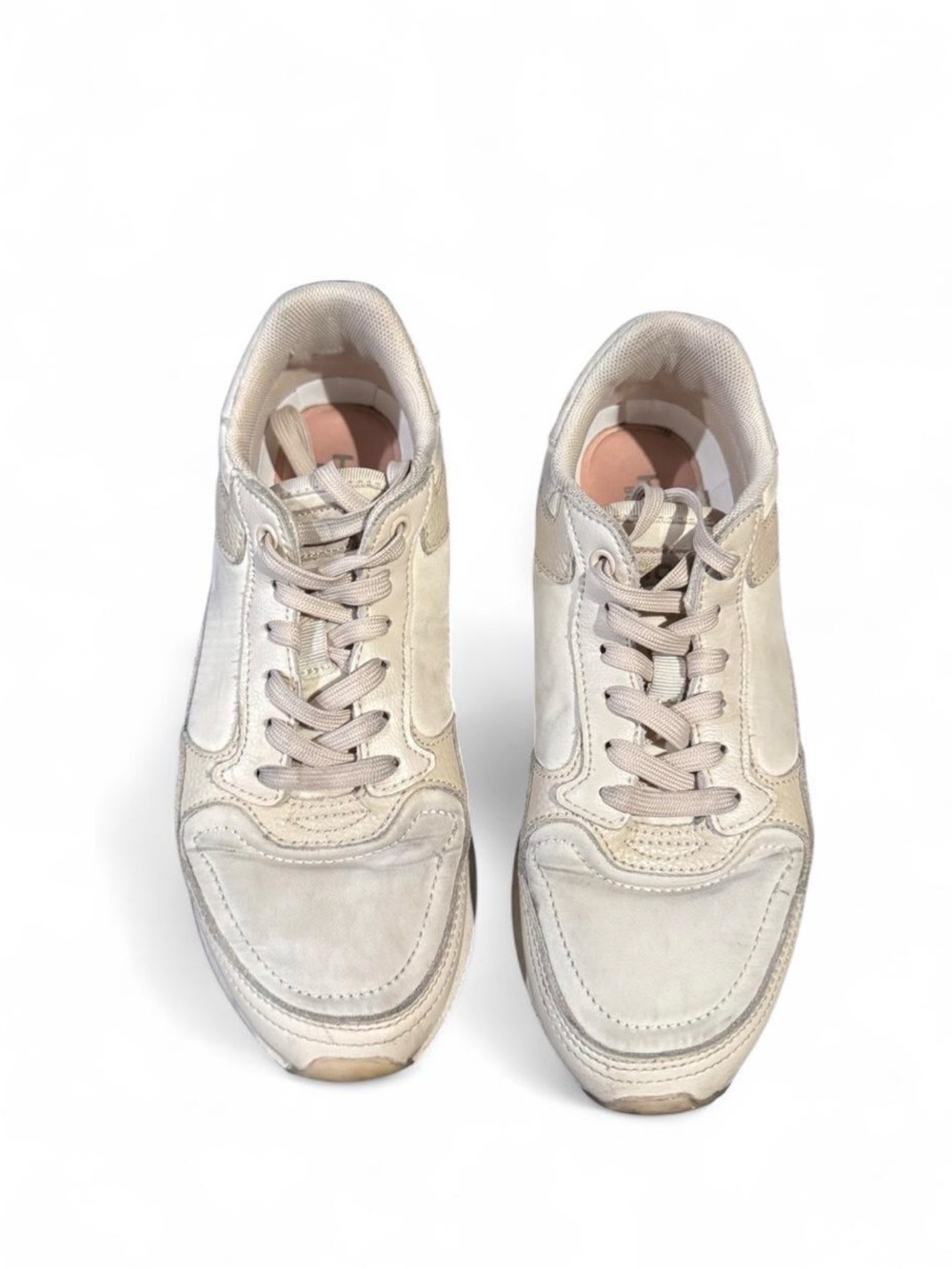 Women's Neutral Beige Lace-Up Trainer Sneakers